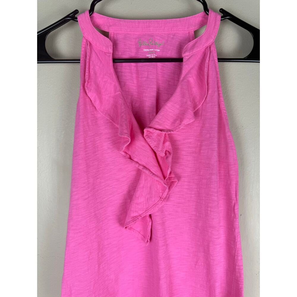 Lilly Pulitzer Shay Ruffled Pink Tank Top Pima Cotton Women’s Size XS - Picture 5 of 5